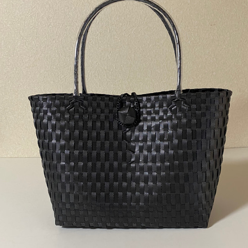 定番のお歳暮&冬ギフトの商品をすべ ➖即納可能➖プラかごバッグ ☆ブラック 代わり編み☆ かご 着物・浴衣