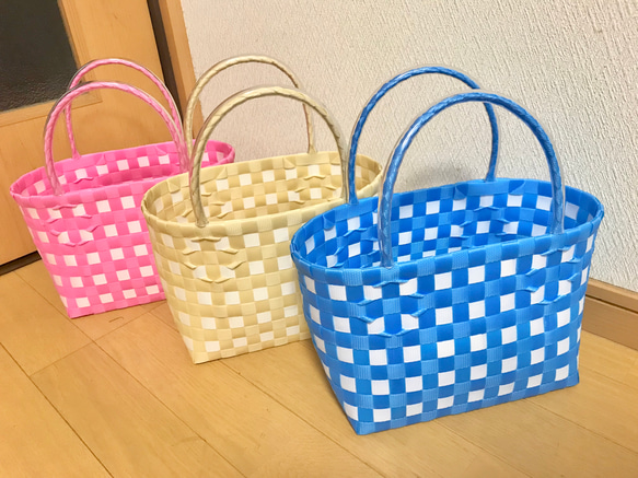 チェック柄 プラスチック製かごバッグ　woven 楽天市場】ギンガムチェック（かごバッグ｜レディースバッグ