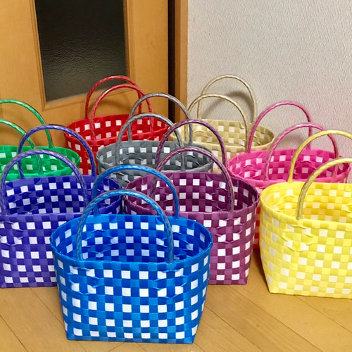受注制作～プラかごバッグ ☆ミニサイズ ☆ギンガムチェック