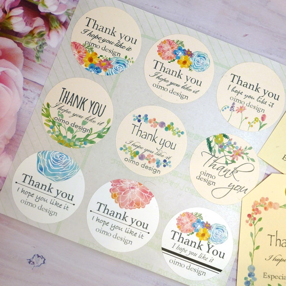 【名入れ＆文字変更無料】サンキューシール/花柄3cm 6枚目の画像