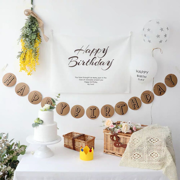 タペストリー　誕生日　バースデー　パーティー　お祝い　装飾 飾り シンプル 壁飾り 写真背景 フォトブース 1枚目の画像