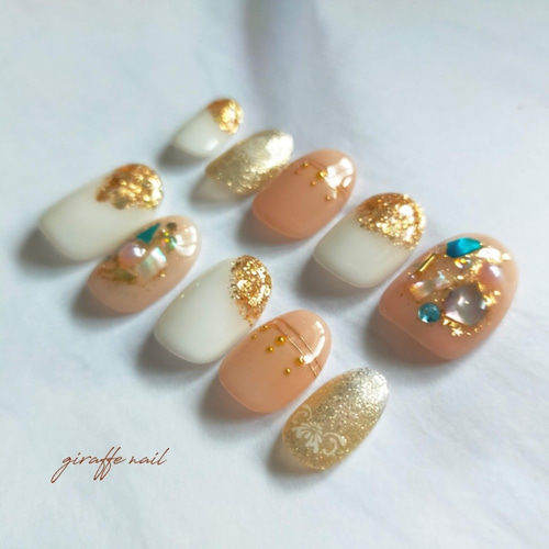 ネイルチップ 52 ネイルチップ ジャスミンネイル オリエンタル モロッカン ホワイト