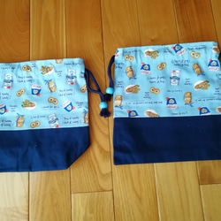④入園　入学　ハンドメイド　給食袋　巾着(コップ袋)　2点セット　男の子 2枚目の画像