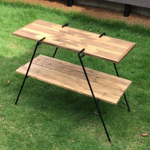 ツイストアイアンラック 2段テーブル