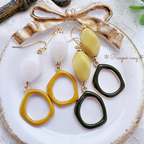 レトロcolorが可愛い♡シンプル デザイン ピアス/イヤリング 