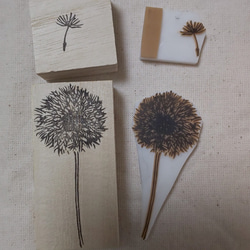 Dandelion fluff 2点set たんぽぽ たんぽぽの綿毛 消しゴムはんこ 4枚目の画像