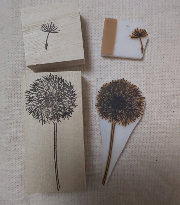 Dandelion fluff 2点set たんぽぽ たんぽぽの綿毛 消しゴムはんこ 4枚目の画像