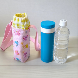 【保冷 洗える】女の子♡水筒 · ペットボトルホルダー  水筒カバー  肩ひも長さ調節可能 (ねこ)(おんぷ) 2枚目の画像