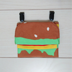 【ラスト1点】ハンバーガーの移動ポケット(クリップ付き)  通園通学  入園入学  ポシェット 1枚目の画像