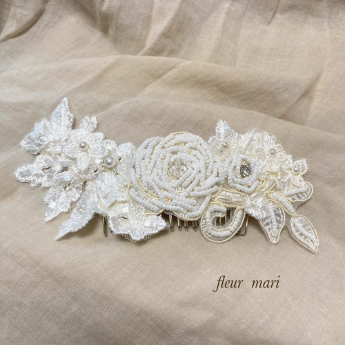 アンティークレースのウエディングヘッドドレス ローズ ヘッド