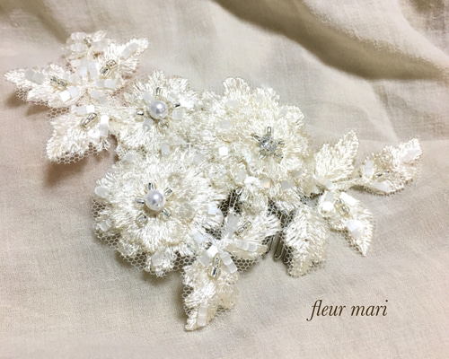 フランス ヘッドドレス アンティーク　ヘアーアクセサリー ヘッドドレス】オリジナル商品 / perleビーズ刺繍ブライダル