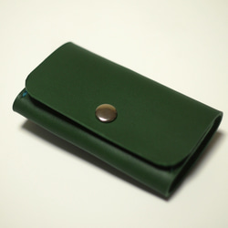 【再販】スマートキー対応！　手縫い 革キーケース　緑革緑糸 2枚目の画像