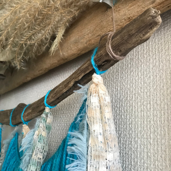 ☆送料無料 流木ボヘミアン風タペストリー driftwood   yarn tapestry 5枚目の画像