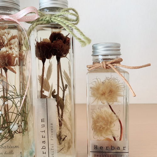 ◇ハーバリウム 251 優しいお色のbottle *.:。アンティーク*.:。