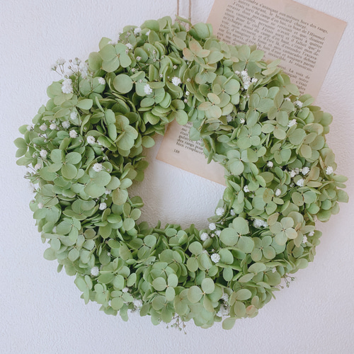 ドライフラワー 紫陽花農家さんの秋色アナベルとかすみ草のこんもり  