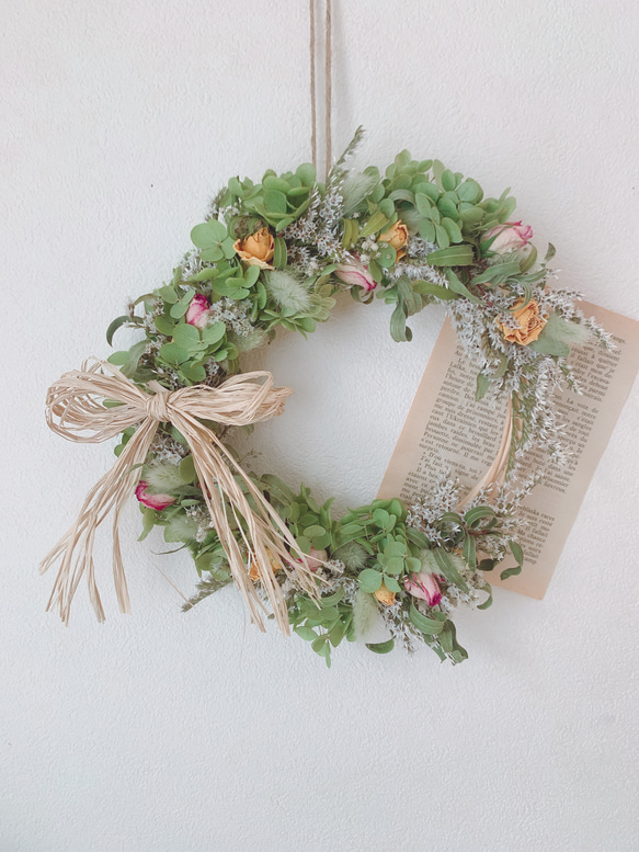 ドライフラワー、リース、三日月の秋色リース