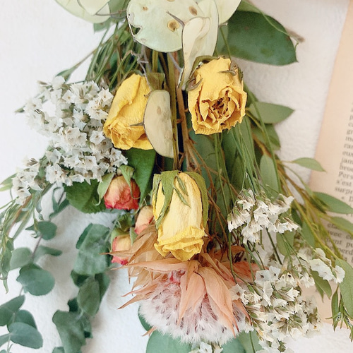 シャビーシック◇ユーカリ リース ブーケ スワッグ ガーランド 薔薇