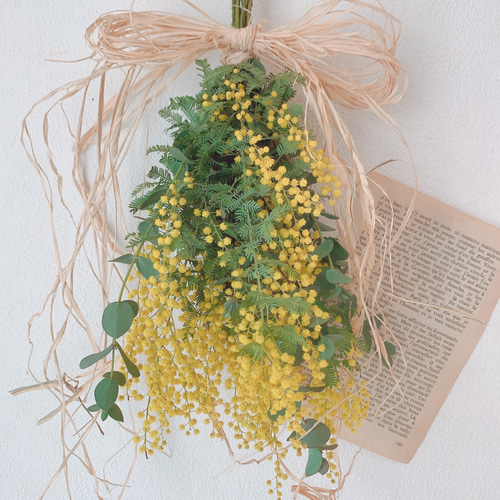 ドライフラワー スワッグ ガーランド28 ミモザ ユーカリ ミモザと