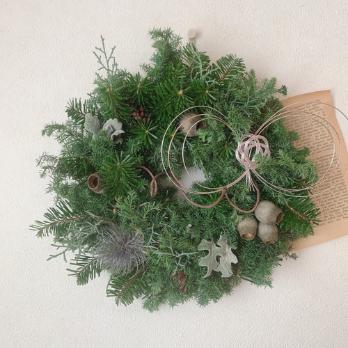 ドライフラワー 国産モミに実物などボリュームたっぷりのクリスマス