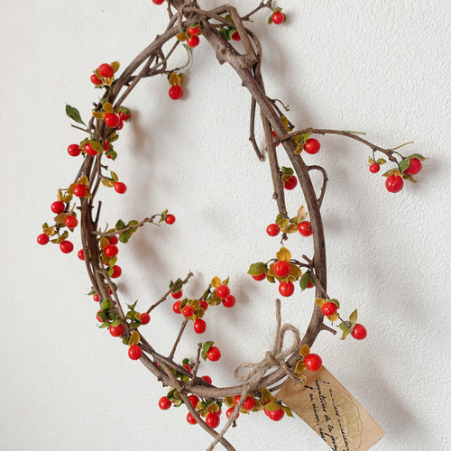 ドライフラワー ツルウメモドキのリース リース 葉つみ 通販 8132028