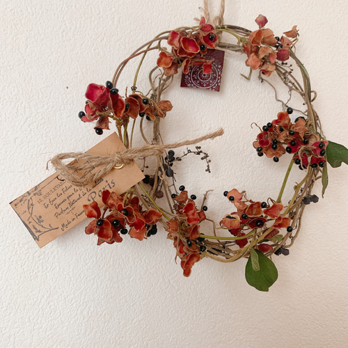 ドライフラワー 山葡萄とタンキリマメのリース リース 葉つみ 通販