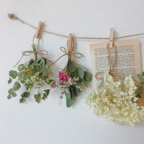 ドライフラワー いろいろ花材のスワッグガーランド ドライ