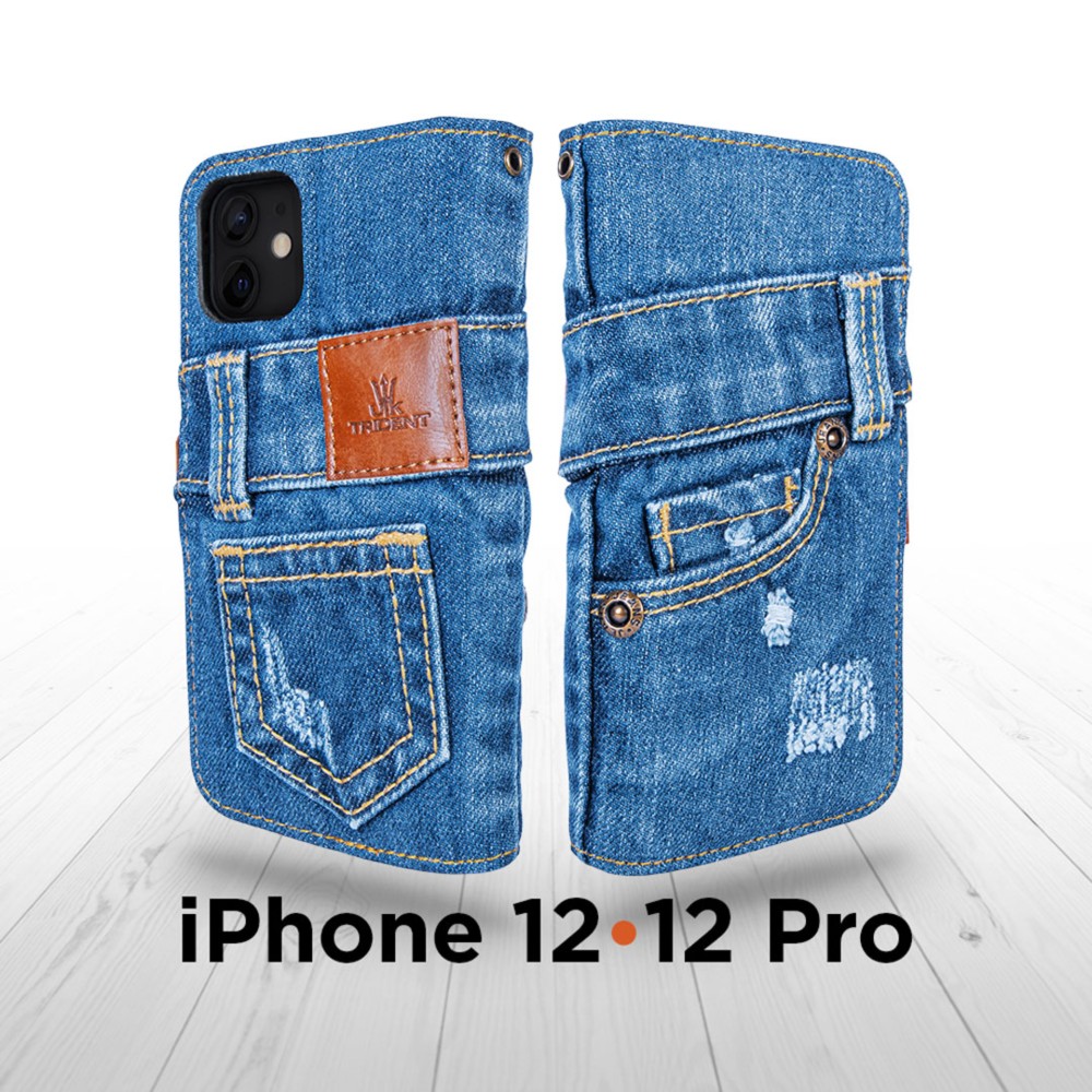 手作り本格デニム iPhone 12 / 12Pro 用 手帳型 デニム アイフォン  