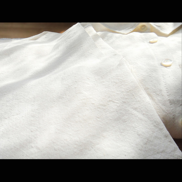 『kikite 01』ベルギーリネンのシャツブラウス　生成り色［Lサイズ］ 6枚目の画像