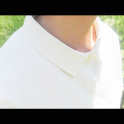 『kikite 01S』ハーフリネンのシャツ　白色［Lサイズ］ 8枚目の画像