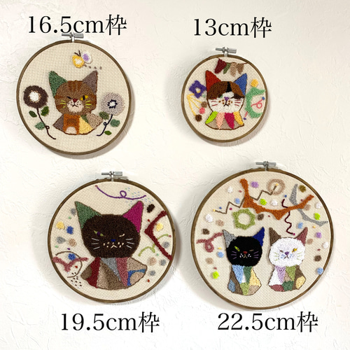 刺繍枠16.5cm「黒猫」 タペストリー・壁掛け aya nariai 通販 12632852
