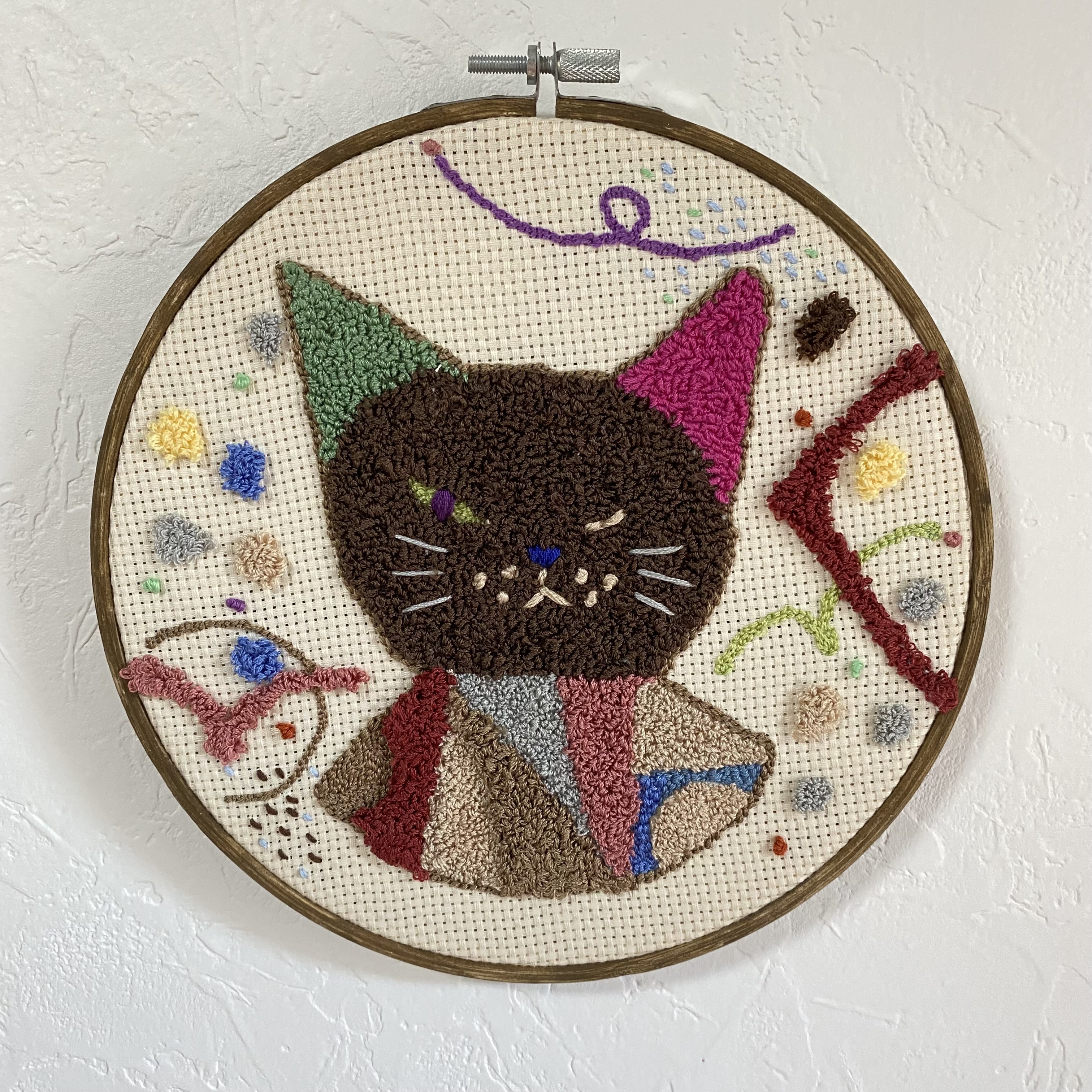 刺繍枠19.5cm「黒猫」