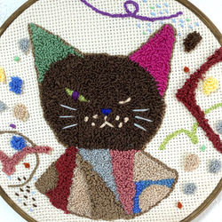 刺繍枠19.5cm「黒猫」 2枚目の画像