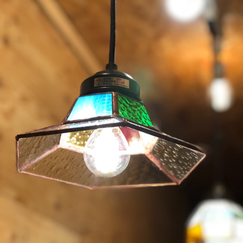 新作 シンプルレトロな六角ランプ シェード ステンドグラス 照明(透明