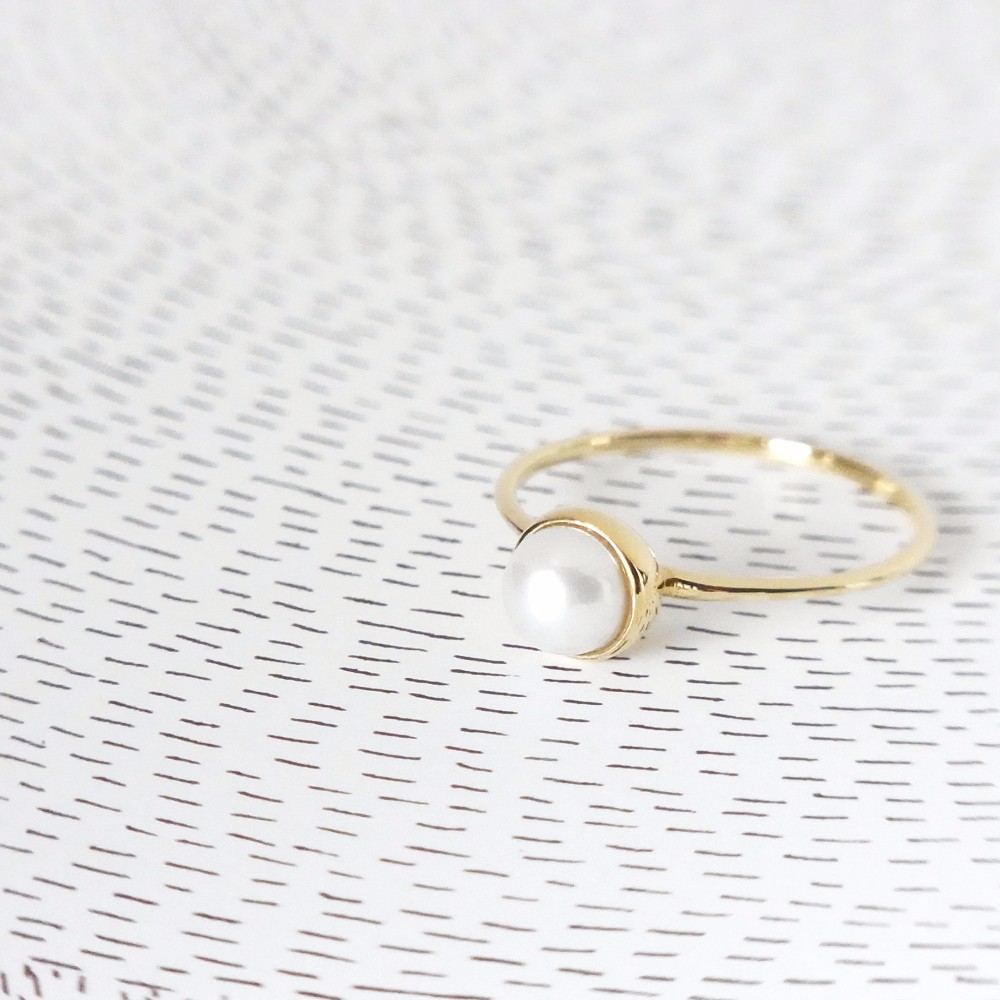 K18YG Lunaパールリング　-ピュアで洗練-