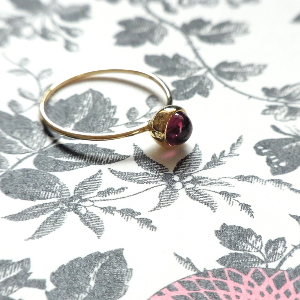 K18YG Luna　ロードライトガーネットリング　-黄昏の光 -