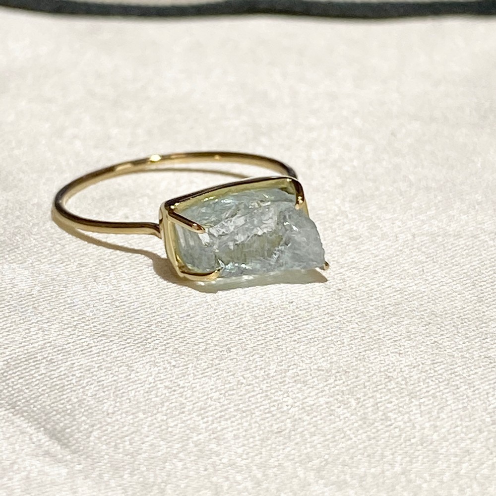 K18YG Aurora アクアマリンリング 11号　-思い出す感覚-