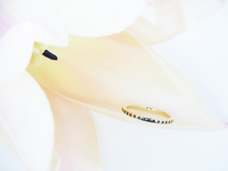 K18YG Fate ブラックダイヤモンド　エタニティーリング　9号 -見えないオーラ-