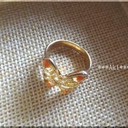 SALE!１点もの☆カーネリアン蝶々リング　指輪　ゴールド 2枚目の画像