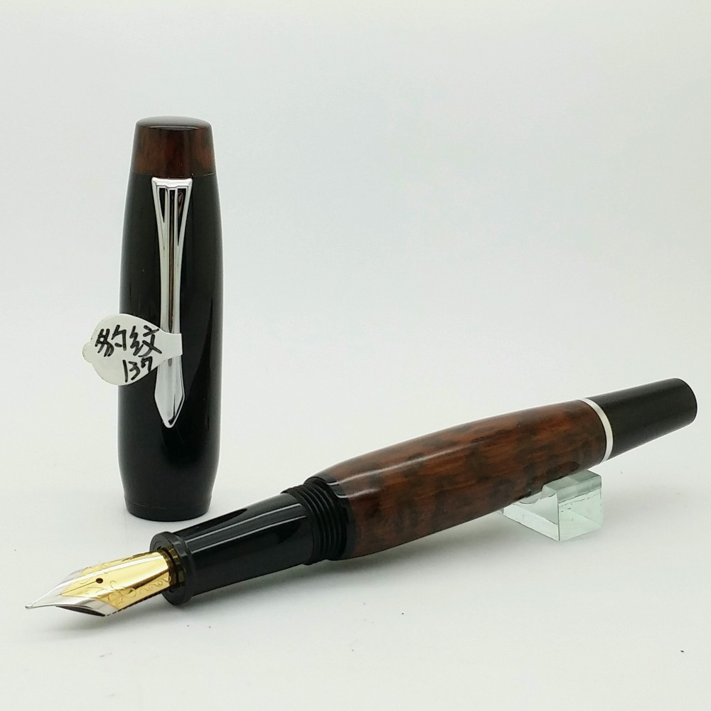 手作りペン -  137角ペンカバー+ヒョウウッドペン本体