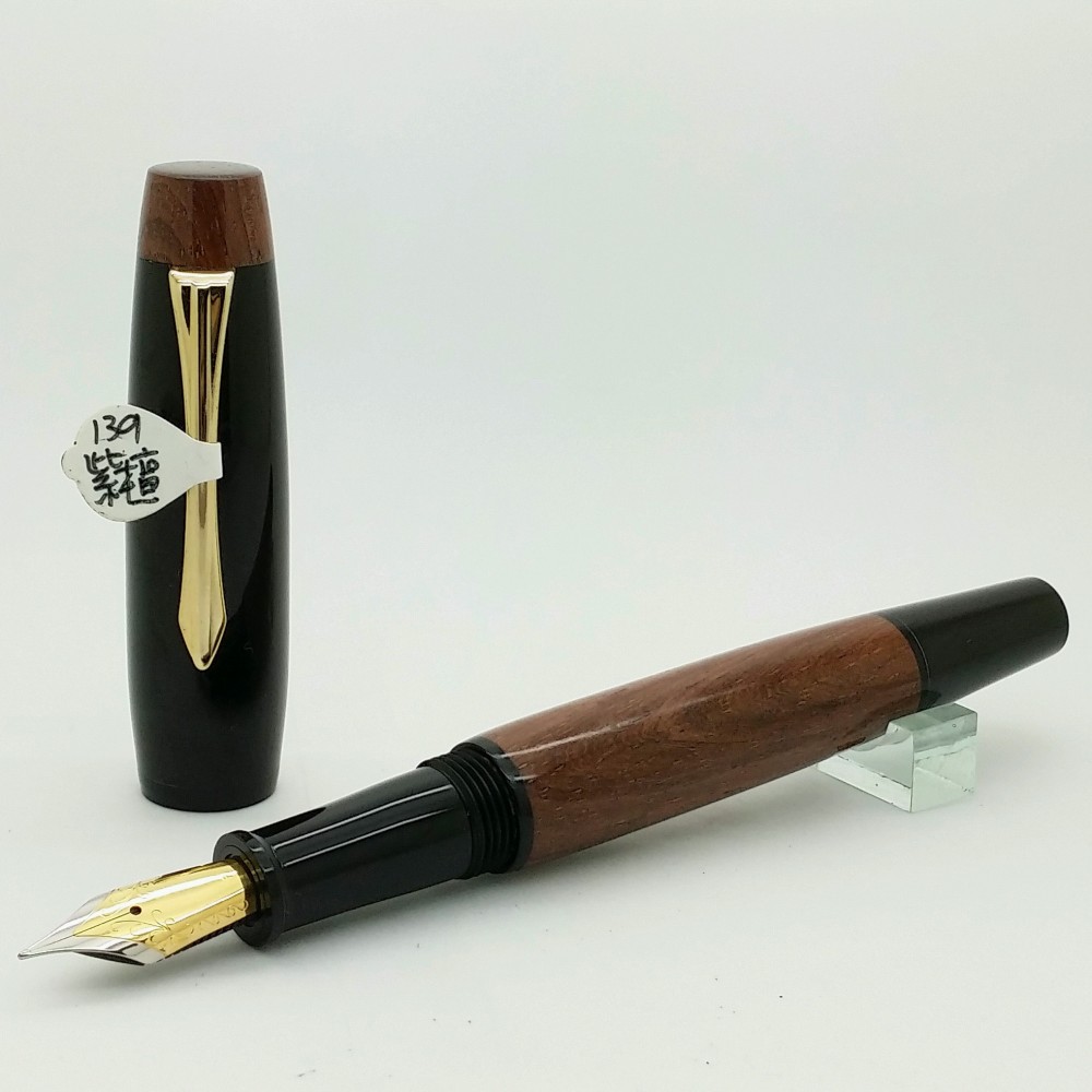 手作りペン -  139角ペンカバー+ローズウッドペン本体