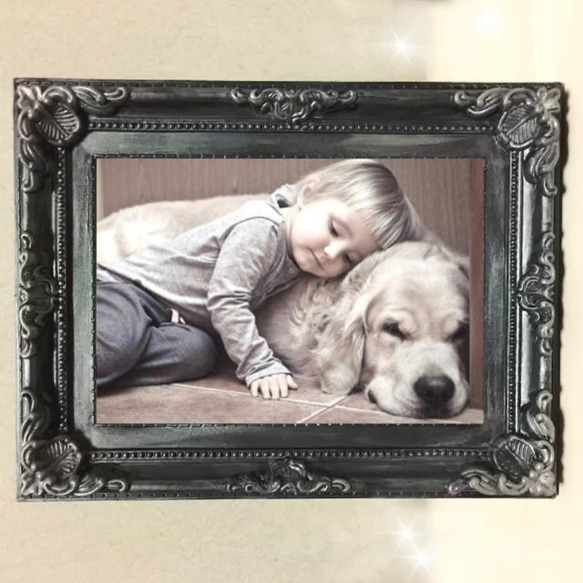 (Ｌ)アンティーク 写真立て フォトフレーム シルバー 2枚目の画像