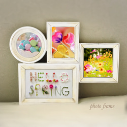 アンティーク 写真立て 複合 フォトフレーム(白) 1枚目の画像