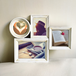 アンティーク 写真立て 複合 フォトフレーム(白) 5枚目の画像