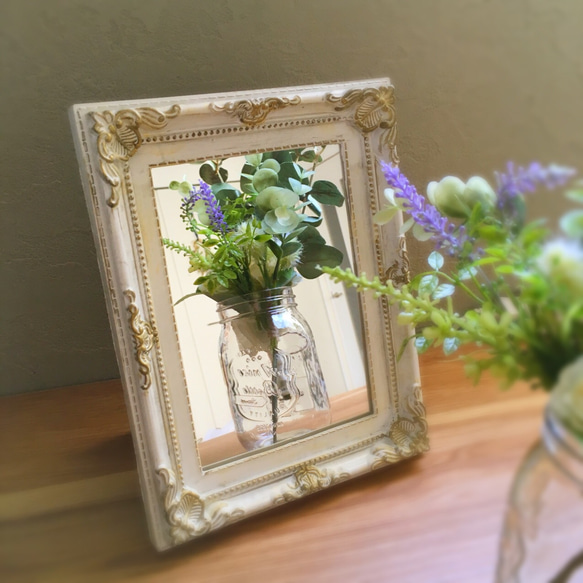 アンティークミラー(ホワイト) 1枚目の画像