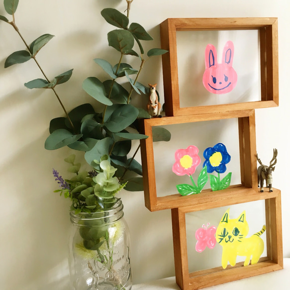 木製 3連変形写真立て 3枚目の画像