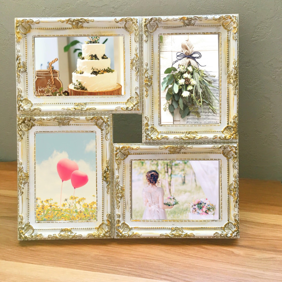 アンティーク 4連 フォトフレーム 1枚目の画像