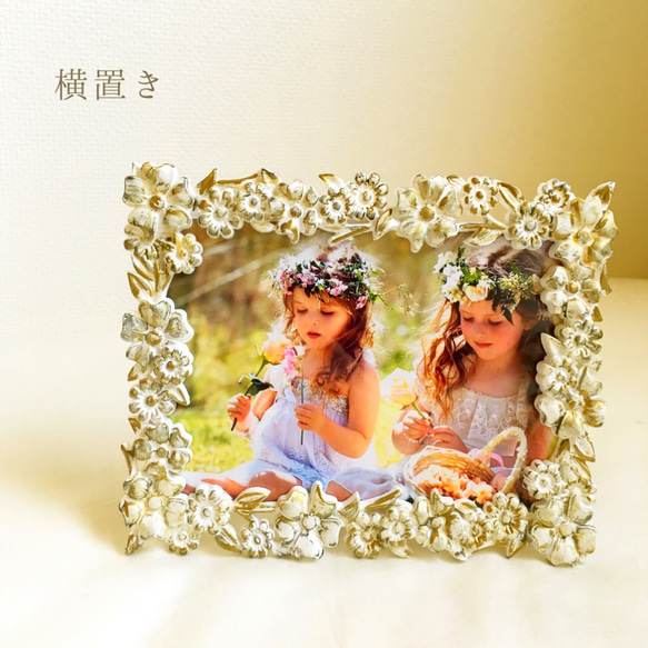 お花 アンティーク調フォトフレーム(写真立て) 2枚目の画像