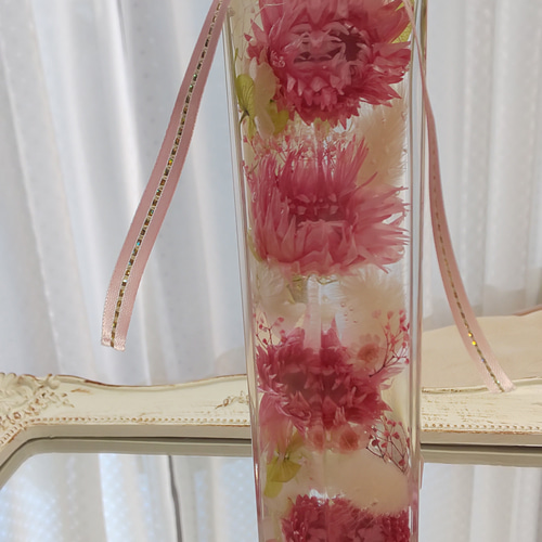 ハーバリウム ロング シルバーデイジー ピンク系 ハーバリウム・植物  