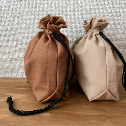 シンプル巾着(ブラウン) 巾着袋 Indigo plant 通販 11873819｜Creema