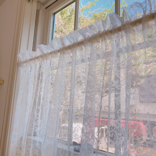 ホワイトアンティーク クロッシェ編み カフェカーテン あすつく大人な